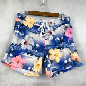 Lui Lui Women Shorts Hibiscus Size M Beach Tropical Surfer Y2K Hawaii Floral